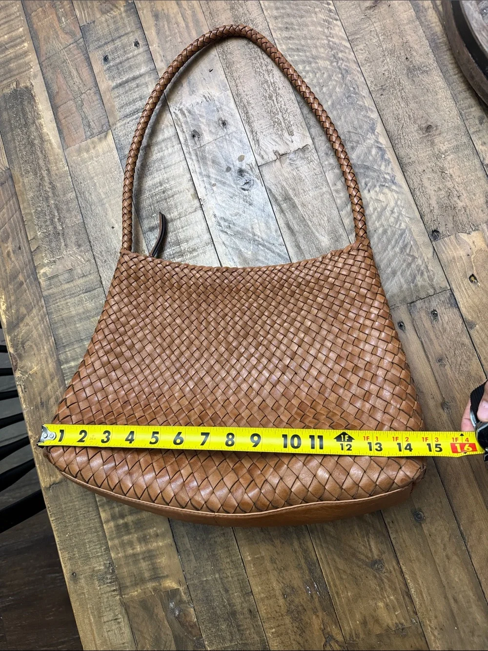 Woven Leather Shoulder Bag in Brown - Picture 6 of 9